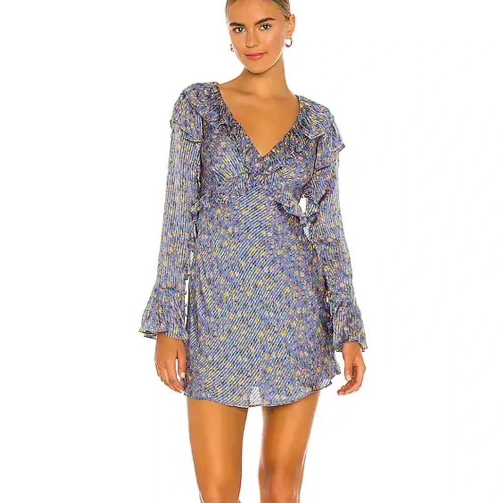 Free people Sweetest Thing Mini Dress in Midnight Cowboy size 0 long sleeve - Picture 2 of 11